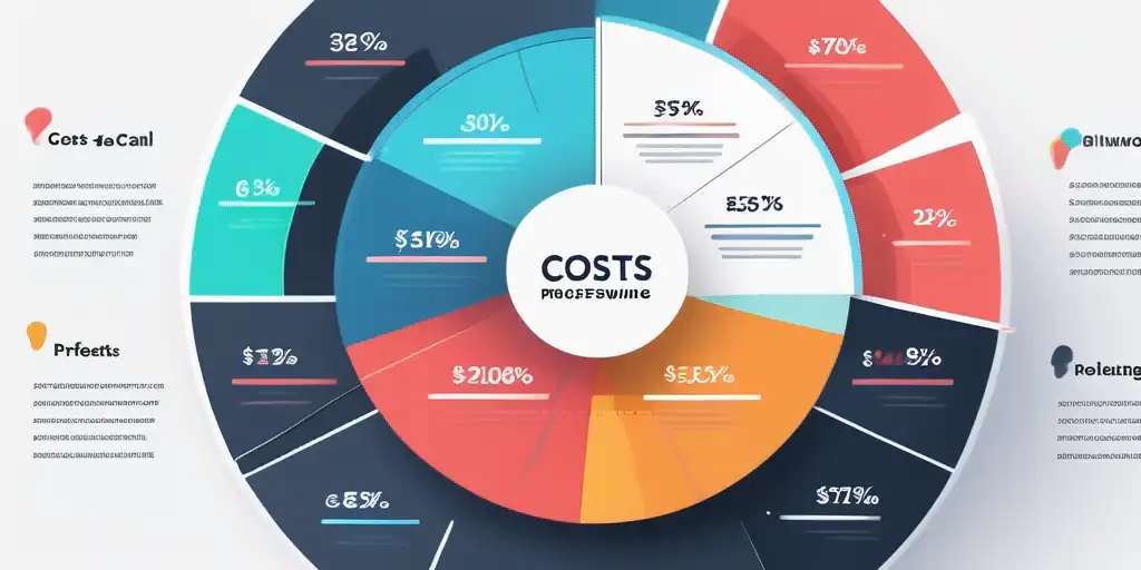 bunte tortendiagramm darstellung kosten und vorteile crowdfunding projekt auf modernem hintergrund