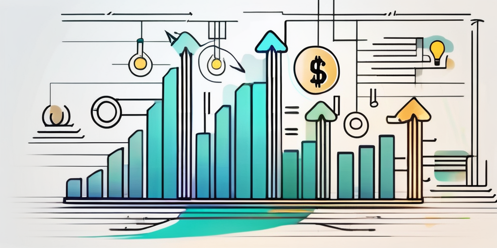 Alt tag: Innovatives digitales Diagramm Finanzwachstumstendenzen aufwaertsbalken Crowdfunding Dollarzeichen Gluehbirnen