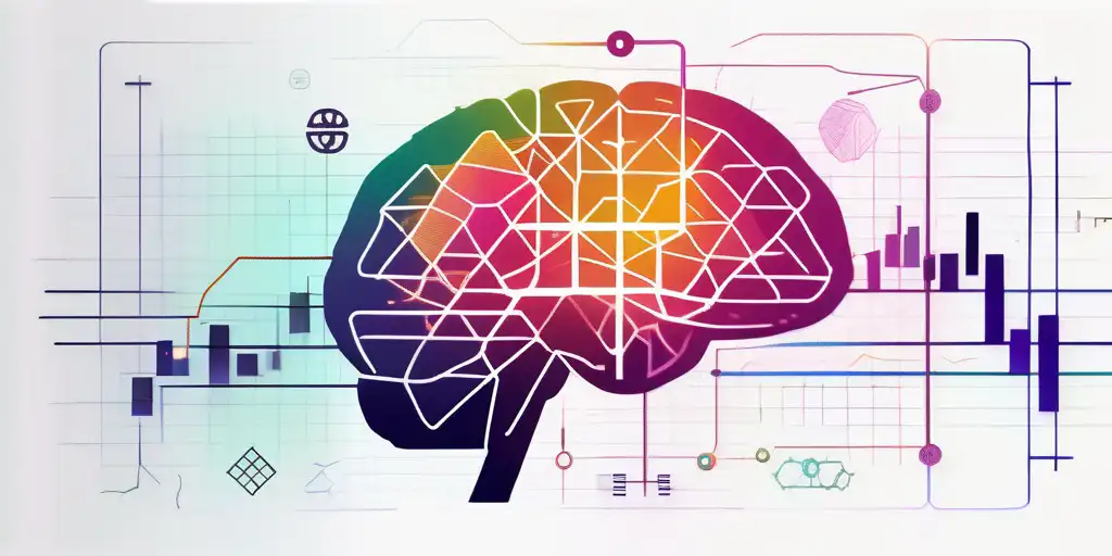 lebhafte digitale collage zeigt neuronale aktivitaet des gehirns mit waehrungssymbolen und dynamischen produktkonzepten, abstrakte grafiken erfolgreiche strategien