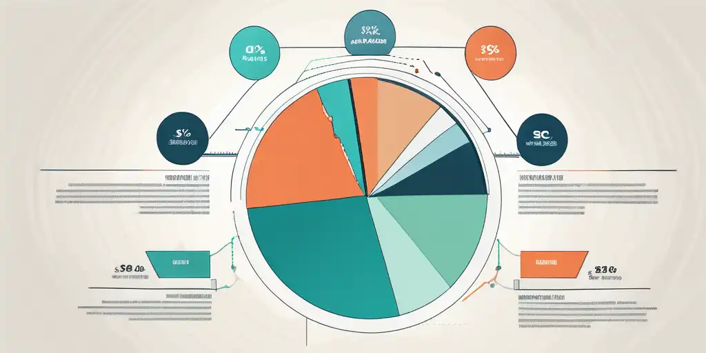 Dynamisches Kreisdiagramm zur Verteilung von SEO Techniken vor digitalem Marketing Hintergrund mit Schwerpunkt auf Crowdfunding Plattformen.