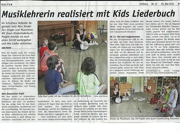 Artikel in der Züriberg Zeitung