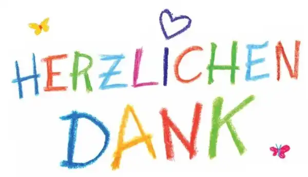 Danke, thank you, grazie, merci