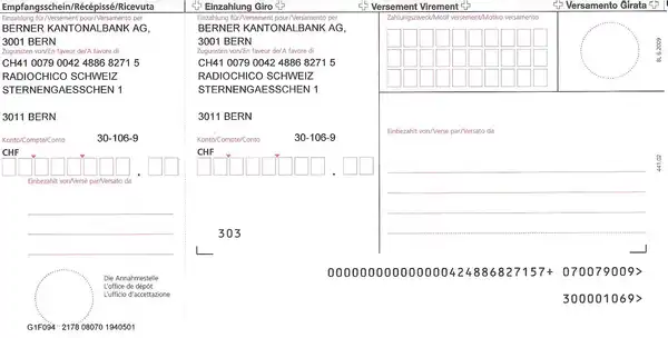 Einzahlungsscheine