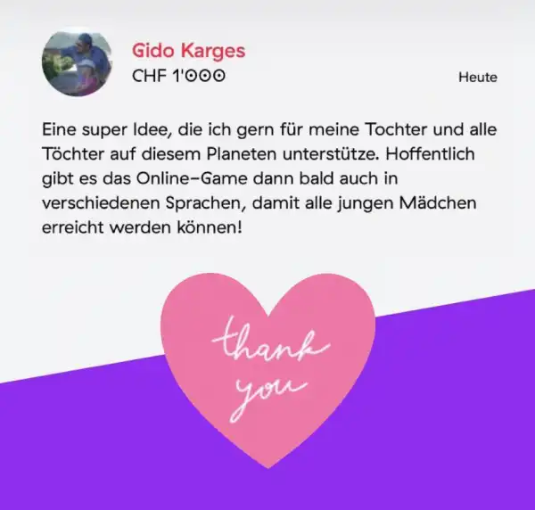 Eine grosszügige Spende 💕